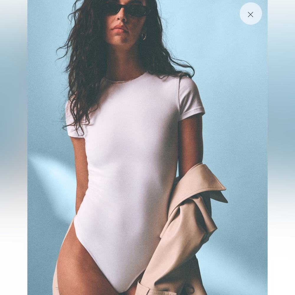Cotton-Blend Seamless Fabric Tee Bodysuit